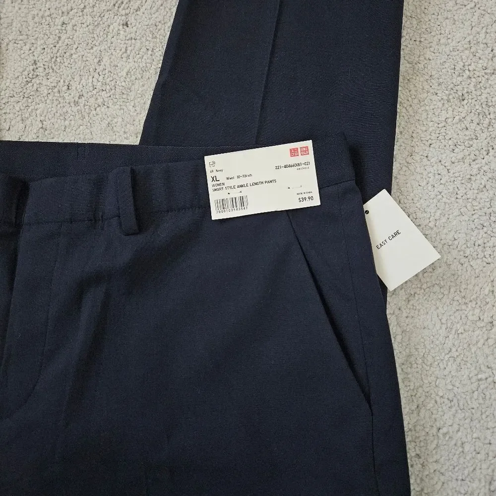 NWT Uniqlo | Smart Style Ankle Length Pants Navy Blue, Womens 32 - 33 - Picture 7 of 8